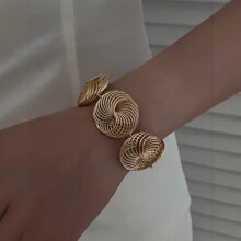 1件金色几何螺旋手链女款时尚个性轻奢高级感欧美风首饰