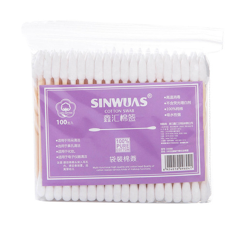 Double-ended disposable cotton swabs for ear removal, cotton swabs, makeup removal, makeup hygiene, ear removal cotton swabs, cotton wood swabs