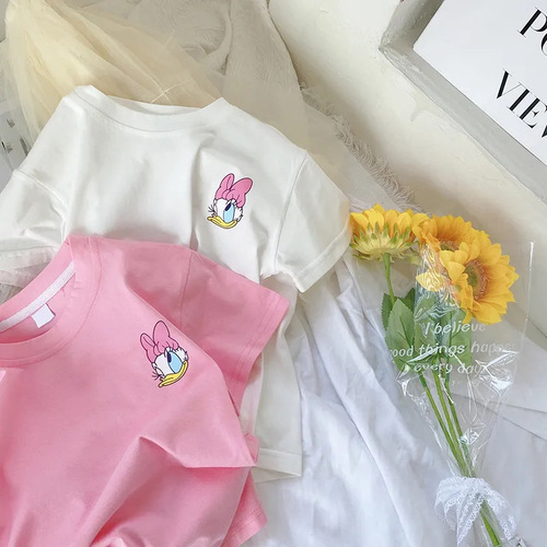 Girls T-shirt Korean version  new clothes baby girl summer cotton half-sleeved children's tops Donald Duck T trend style