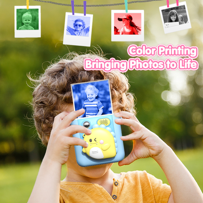 Nuevas cámaras de impresión a color transfronterizas para niños píxeles de alta definición pueden tomar fotos y grabar videos de impresión térmica para regalos