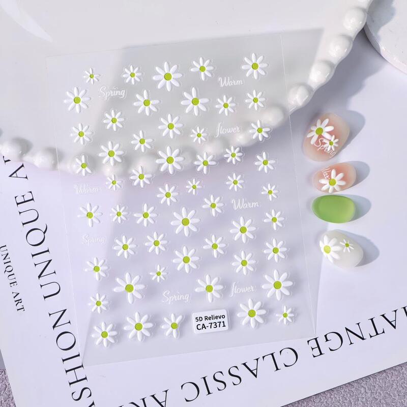 5D Nail Art Stickers Five-Pointed Star Small Daisy Fresh and Simple Versatile DIY Waterproof Adhesive Nail Stickers Ca