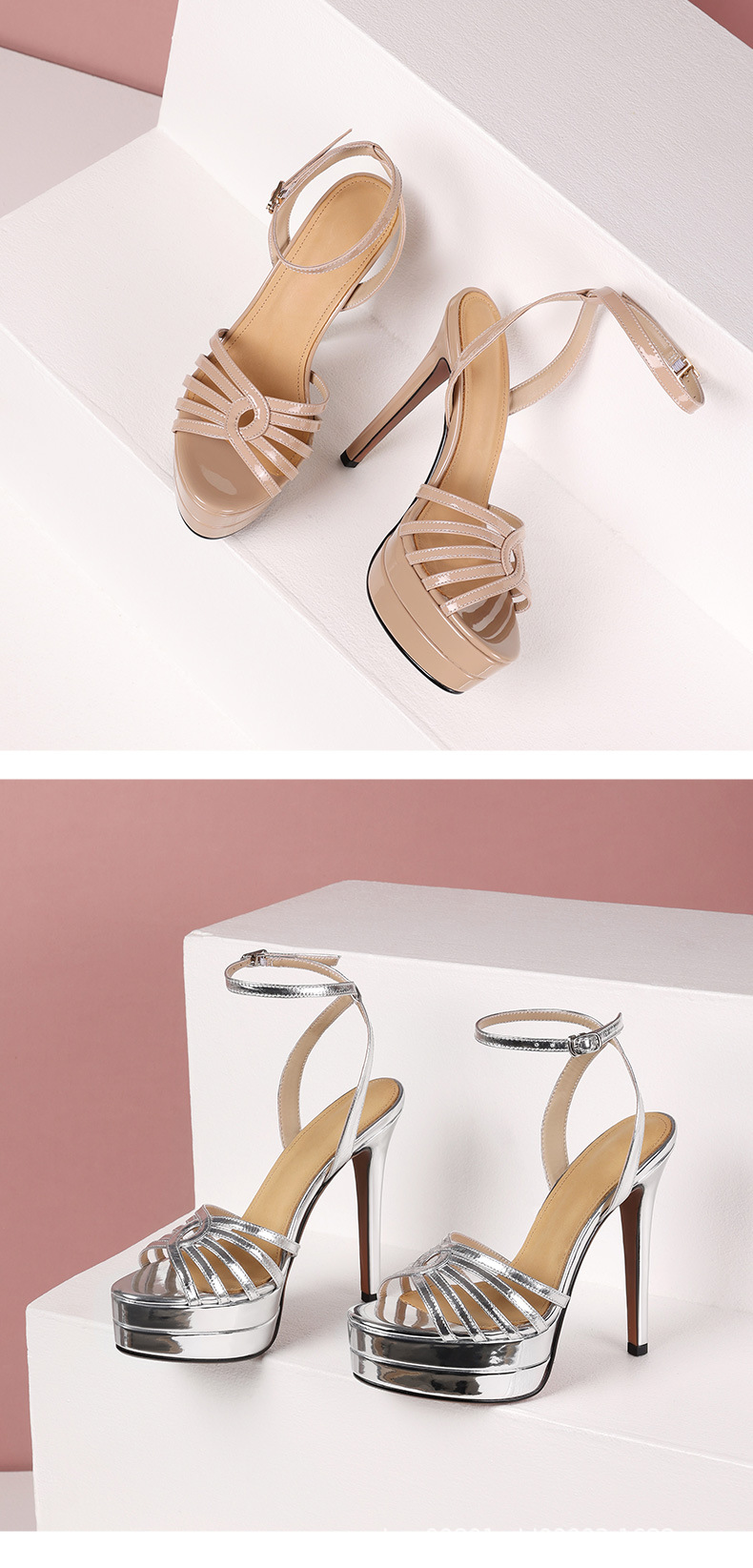 Sandal nữ cao gót mũi nhọn quai khóa một dây, đế platform chống nước, phong cách retro gợi cảm — đen chi tiết 10