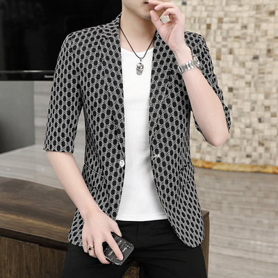 Suit man summer 2022 new pattern Three Quarter Sleeve leisure time coat men's wear jacket Korean Edition Sleeve Trend man man 's suit