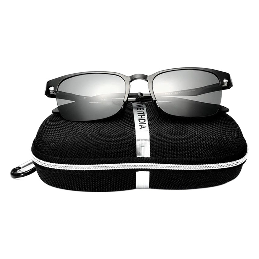 Gafas de sol polarizadas con revestimiento de fibra de carbono de aluminio y magnesio de media montura para hombres y mujeres Gafas de sol de conducción de pesca 6631