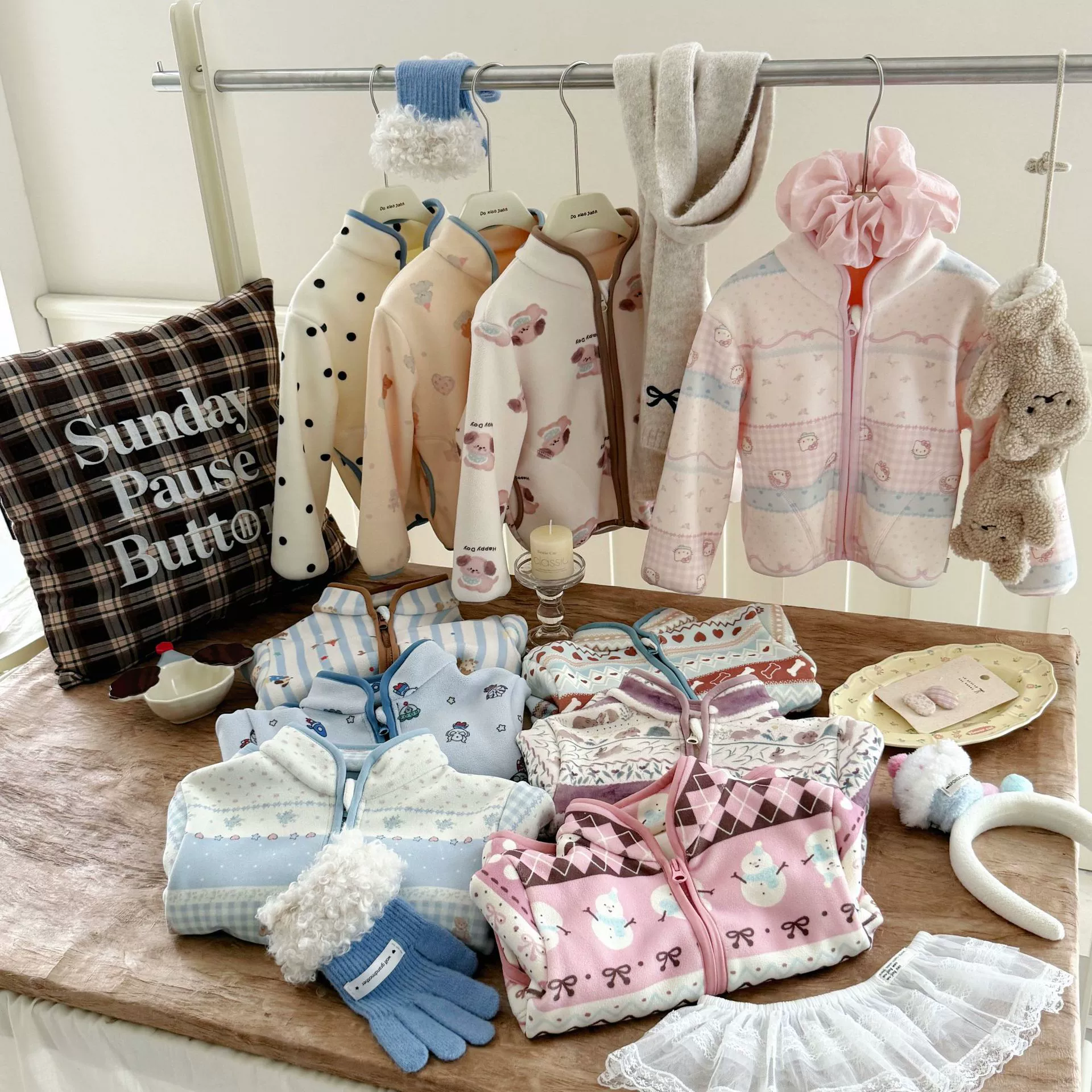 Куртки унисекс на молнии с воротником-стойкой в корейском стиле, с полным принтом мультяшного персонажа Олли, из вельвета, для мальчиков и девочек, осенне-зимняя коллекция, большие и маленькие размеры, модная теплая одежда