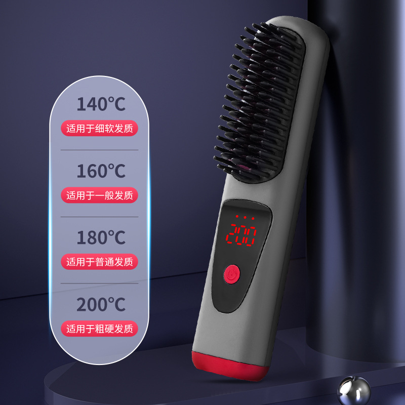 Cross-border new USB charging hair straightener 4000 mA high-power portable straight roll dual-purpose wireless hair straightener