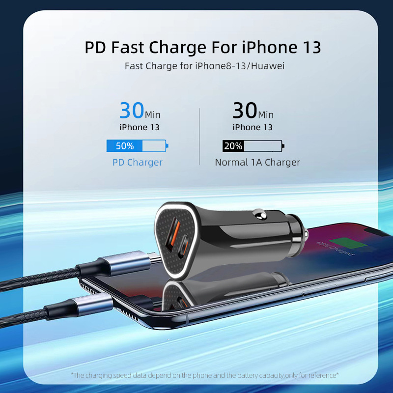 PD 車の充電器急速充電デュアルポート 38 ワット QC + タイプ c 車の充電器シガーライターワンツーツー車の充電ヘッド|undefined