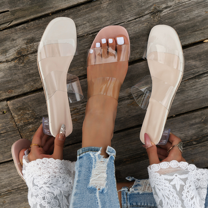 Women's Style Distinctive Street Trendy Sandals Transparent Fashion Thick Heel High Heels Women's Comfortable Thick Heel Sandals