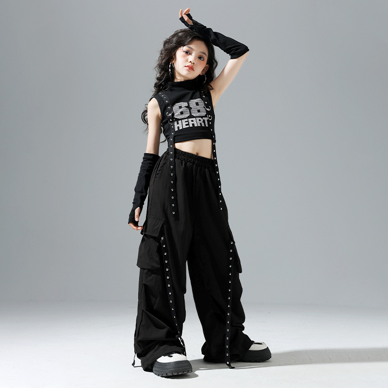 女童爵士舞演出服夏季女孩露脐jazz街舞表演潮装潮酷模特走秀女团