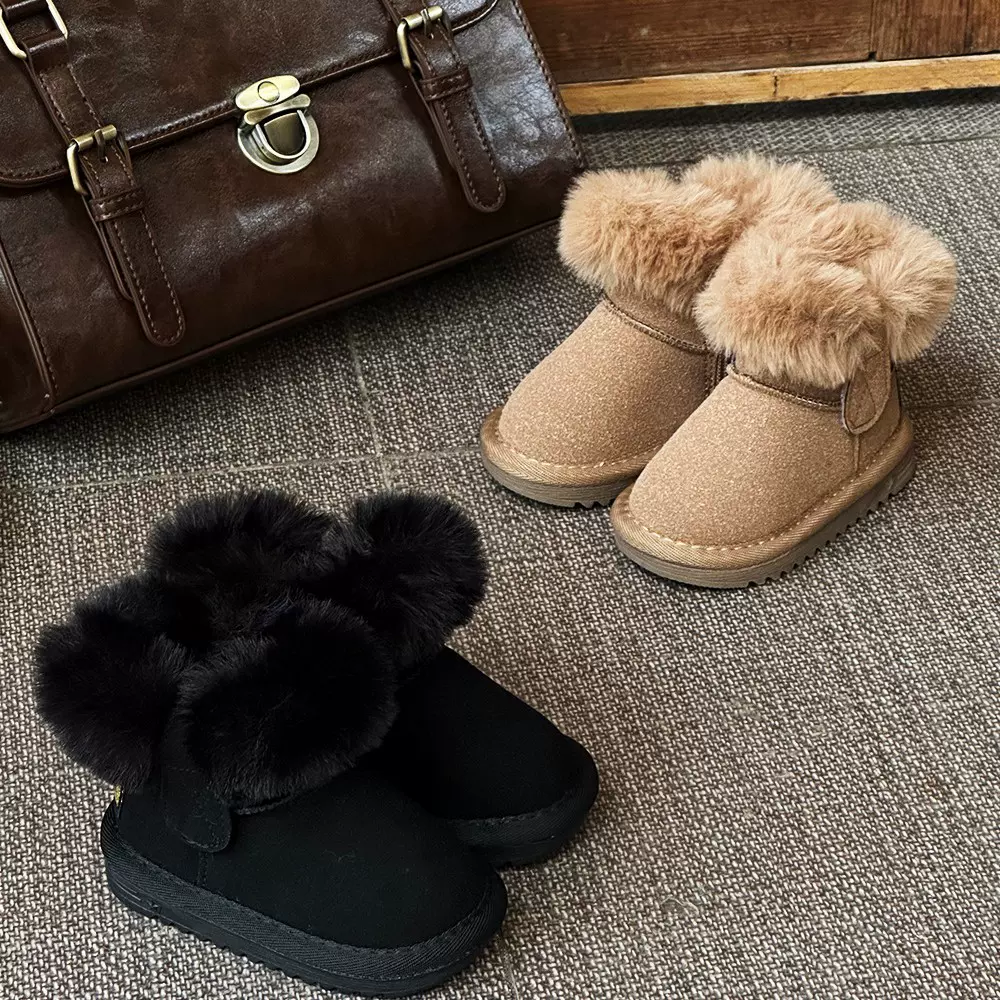 2025年新款冬季时尚百搭宝宝加绒加厚雪地靴儿童学步鞋棉鞋