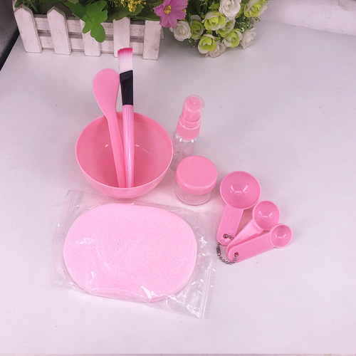 New packaging DIY facial mask tool set medium size 9-piece set facial mask bowl stick brush measuring spoon spray bottle bubble bottle face wash puff