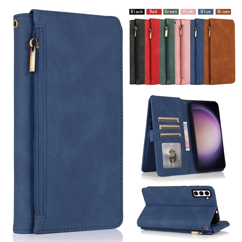 For Samsung Samsung S21 Ultra flip zipper pocket phone case wallet vertical stand leather case