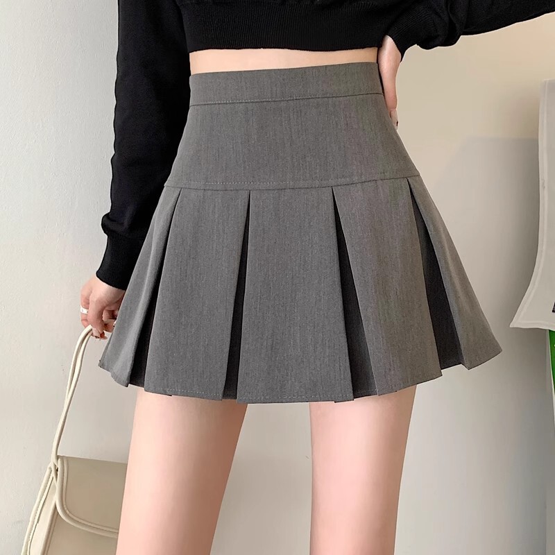 Black 2025 Pleated Skirt Women's Winter High-Waisted Draped A-Line Anti-Exposure Short Skirt Petite Umbrella Skirt Spring