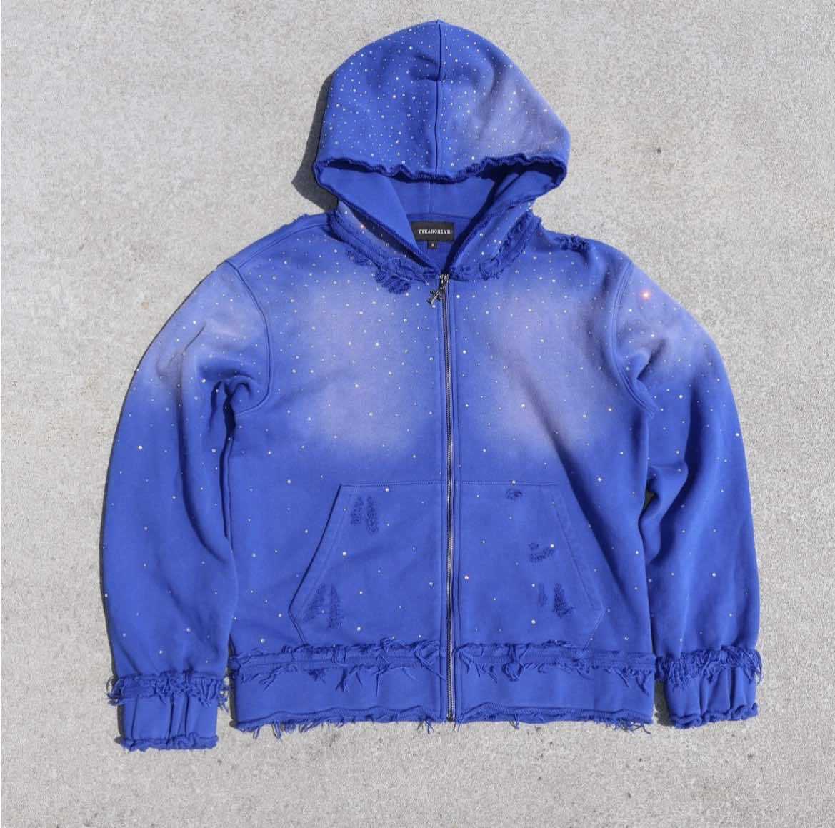 European And American Men's Clothing Autumn And Winter Trend Gypsy Hot Diamond Hooded Zipper Sweater Men's Street Hip Hop Loose Coat_voghion.com