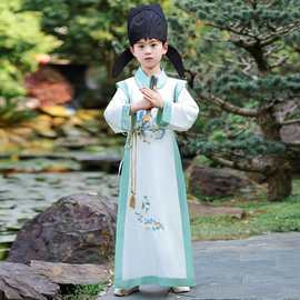 宋朝服装儿童古装圆领袍男孩书生小诗人诗词朗诵演出衣服