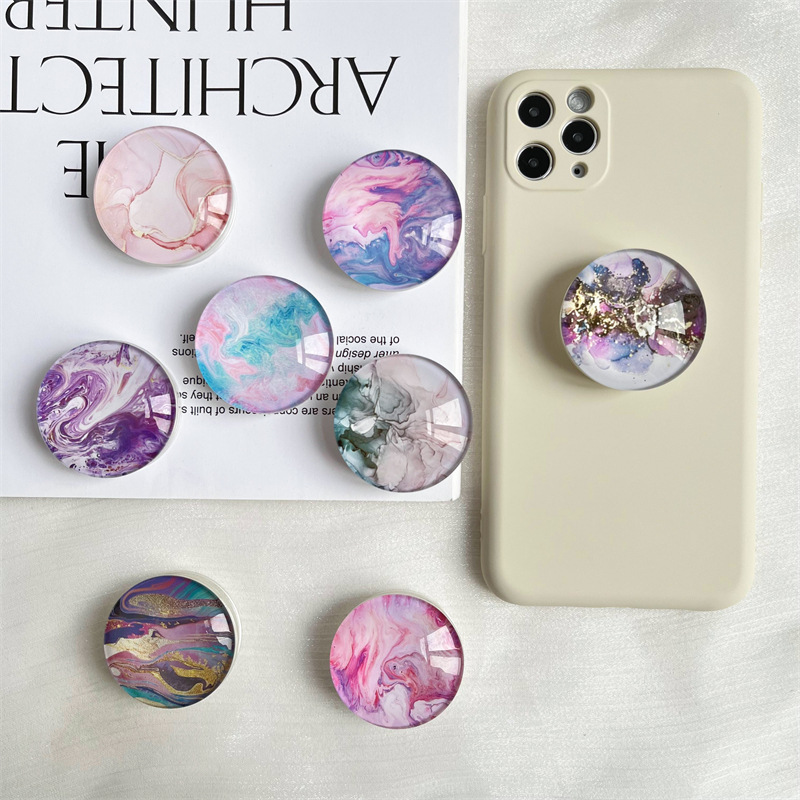 24g Weight Mobile Phone Universal Applicable Brands Airbag Bracket Classification Glass Material Marble Pattern Chinoiserie, Simple Style Style Marble Glass Chinoiserie Simple Style Mobile Phone Universal Airbag Bracket 1