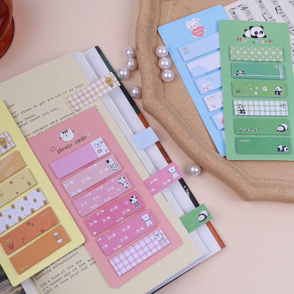 Temu希音货源卡通动物便利贴索引贴标记便签贴办公记事分类贴贴纸