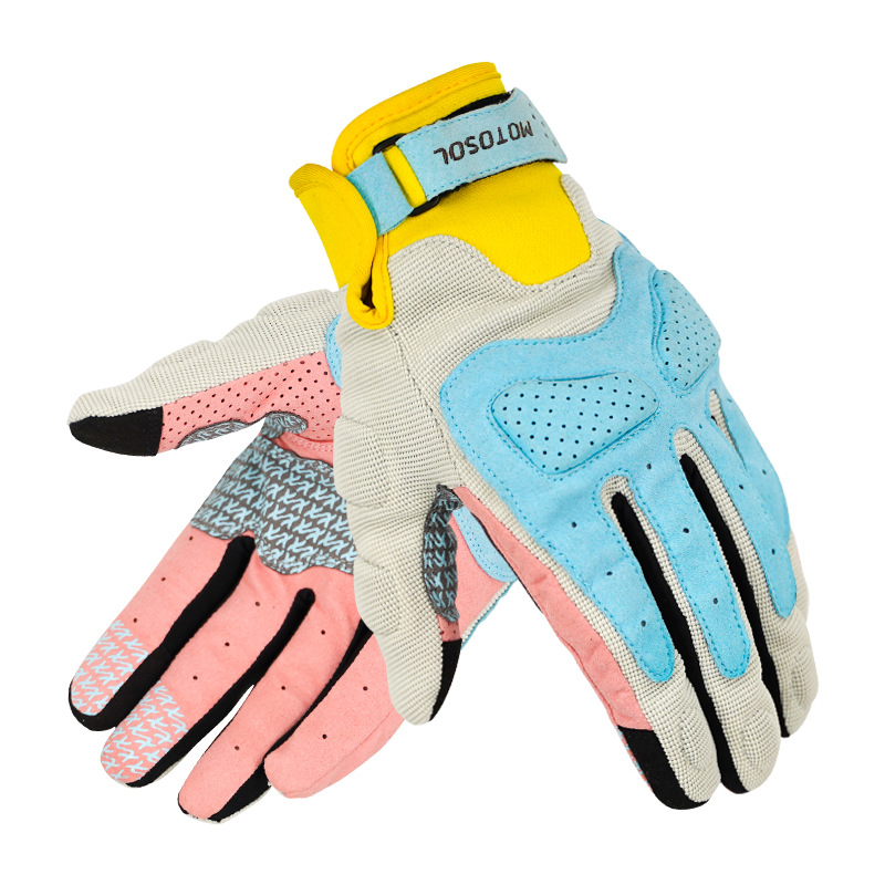 Viento y el envío de la motocicleta guantes montar verano Retro Los hombres mujer Caballero neto viento fresco fino Macaron
