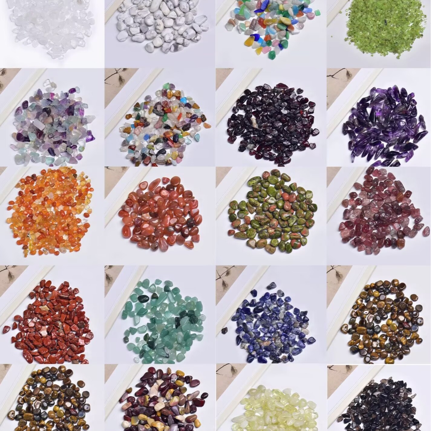 天然小颗粒水晶原石碎石水晶碎石工艺品鱼缸石造景石消磁石合集