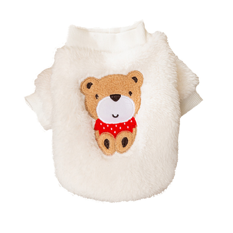 Estilo coreano lindo dibujos animados Otoño e Invierno moda perro oso parche bordado terciopelo gato de dos patas ropa de peluche para mascotas