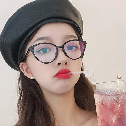  New Korean Style Anti-Blue Light Flat Mirrors Personalized Fashion Eyeglass Frame Trendy Women’s Eyeglass Frame Slimming Eyeglasses