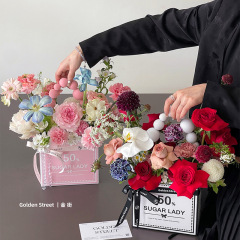 Trendy New Arrival Handheld Fashion Gift Bags, Gift Boxes, Flower Bouquets, and Carry Bags—Popular Online Packaging for Wholesale Floristry