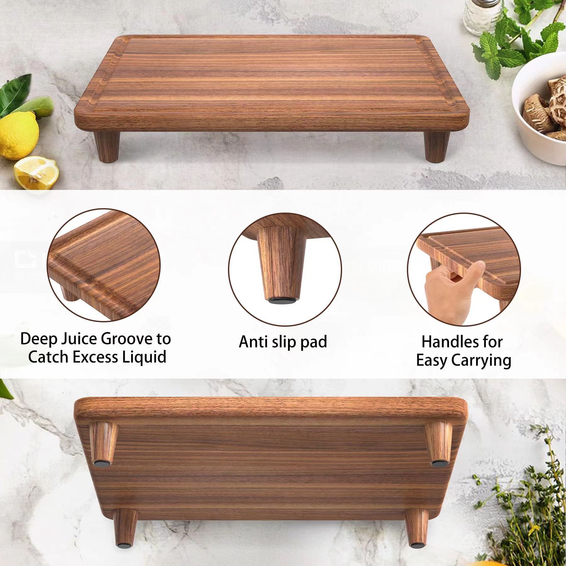 Tabla de corte de madera Acacia para preparar y servir comidas de cocina Tabla de corte de madera con ranura de jugo