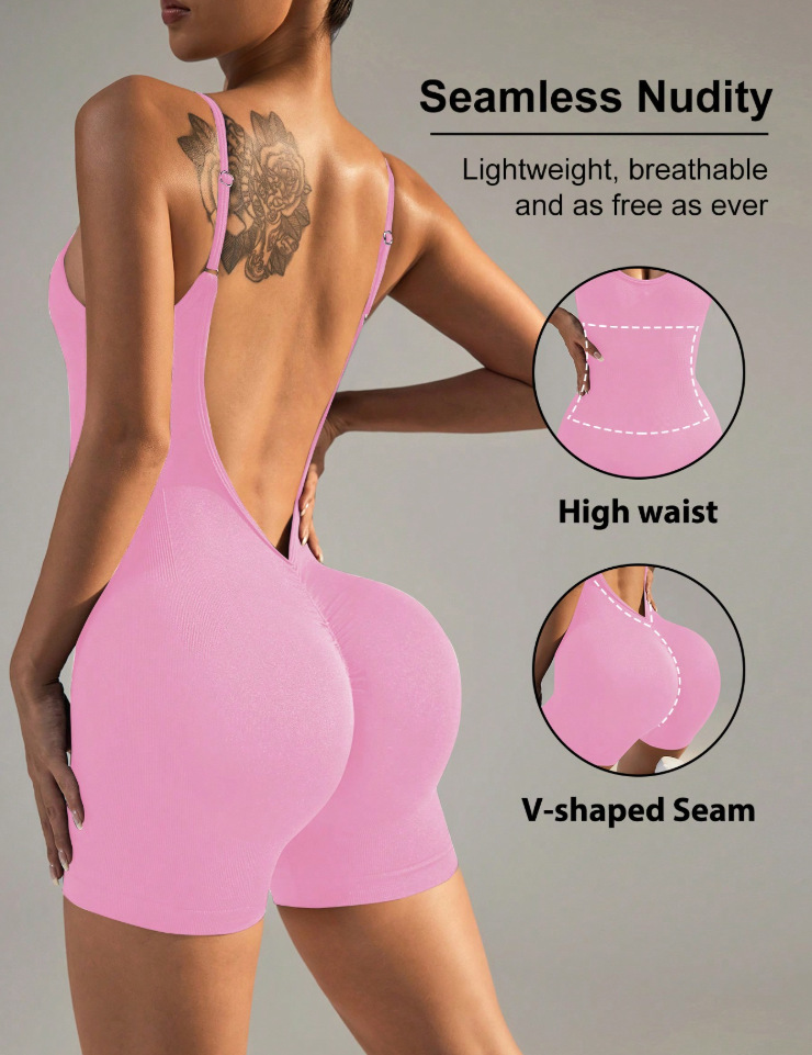 Europa y América transfronterizos back-yoga overalls de alta intensidad pantalones cortos deportivos fitness tight overalls