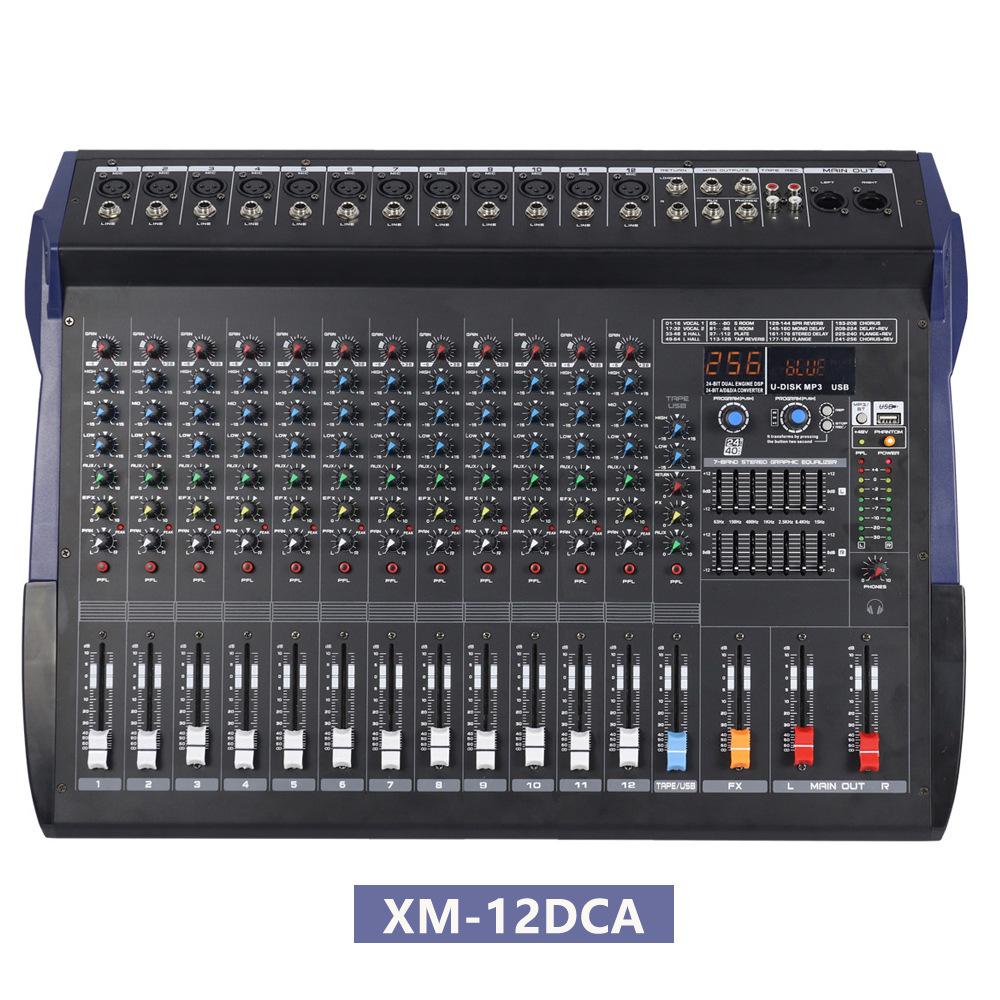 (2개) XM-6DCA 6/8/12 전문 믹서 전원 증폭기 USB 블루투스 균형 홈 멀티미디어 KTV 단계