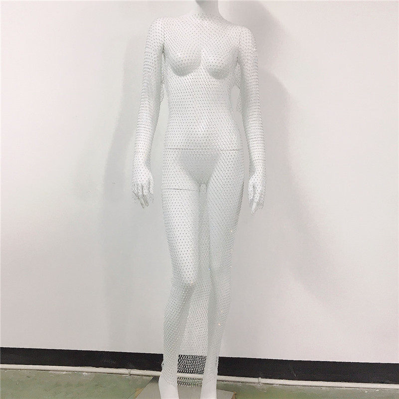 흰색 분할되지 않은 긴 원피스