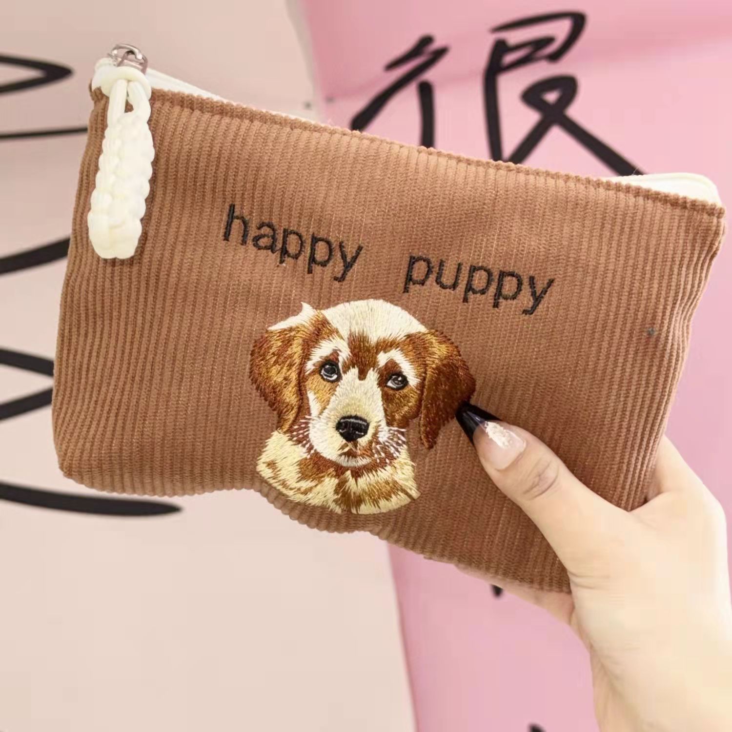 Bolsa de maquillaje de bordado de tenue agujas nicho color de viaje portátil bolsa de almacenamiento de productos de cuidado de la piel bolsa de lavado