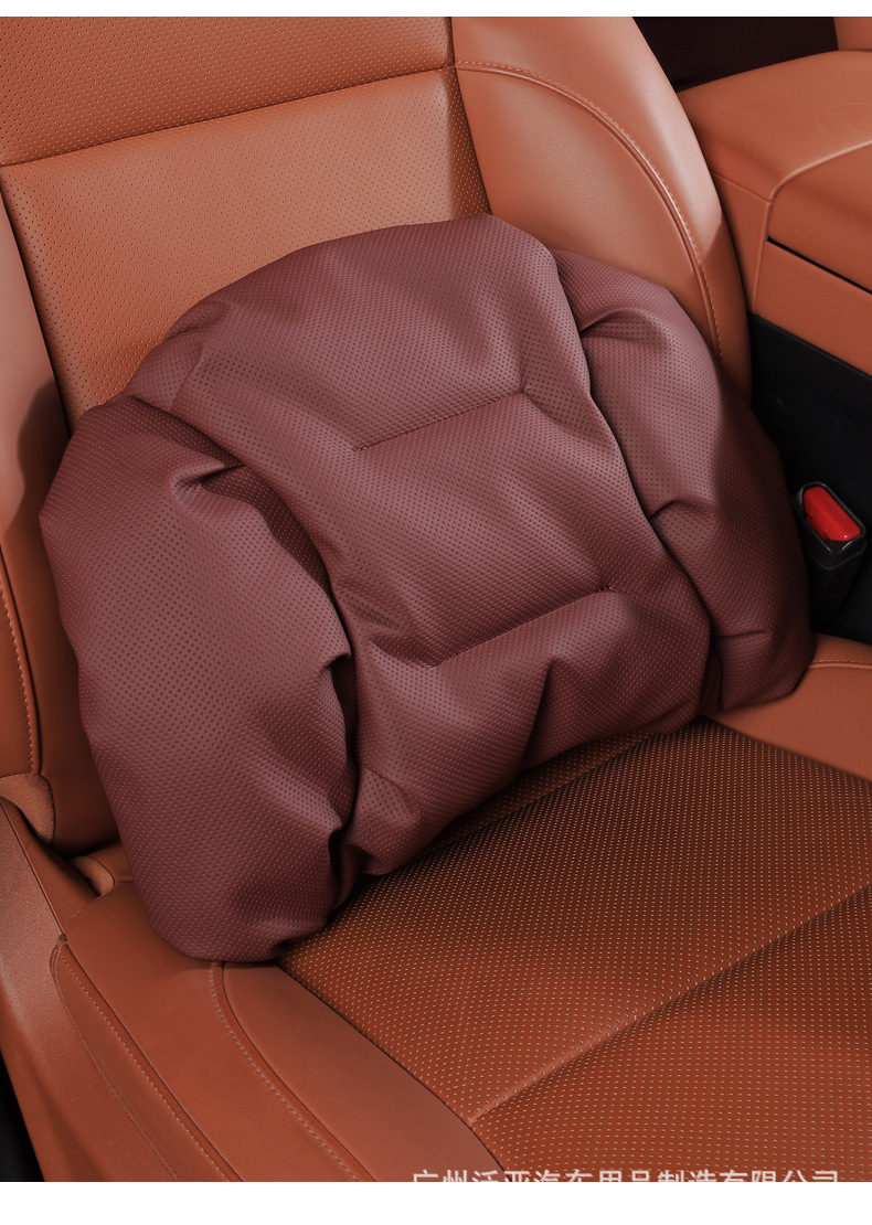 Cross-Border New Model Foam Cotton Car Headrest Nappa Leather Car-Mounted High-End Neck Pillow and Lumbar Cushion Set