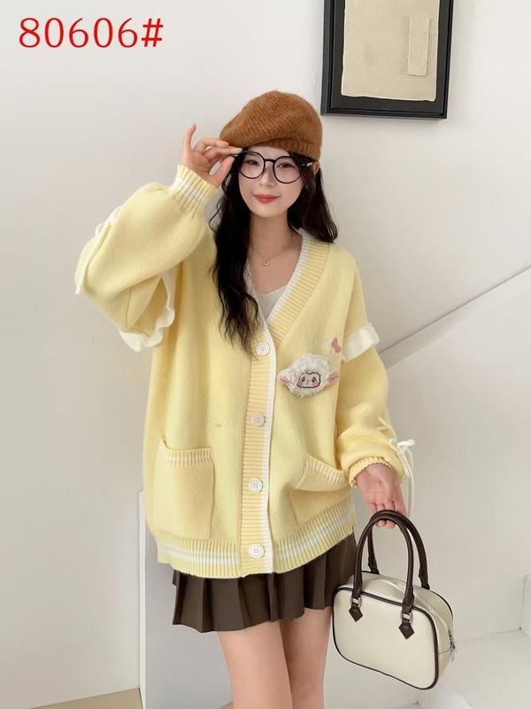 日系甜美毛衣外套女秋冬外穿2025新款宽松慵懒学院风减龄开衫上衣|undefined