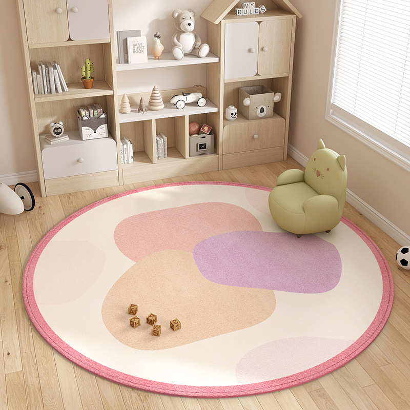 Alfombra redonda fresca pequeña, habitación de niños, dormitorio, manta de cabecera, cojín para silla de computadora, alfombra de sala de estar resistente a la suciedad y fácil de cuidar