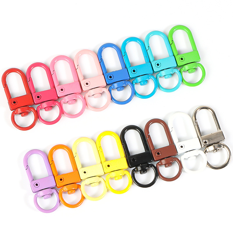 Candy-Colored Painted Zinc Alloy Keychain U-Shaped Door Clasp Bag Pendant DIY Accessories Phone Chain Beaded Jewelry