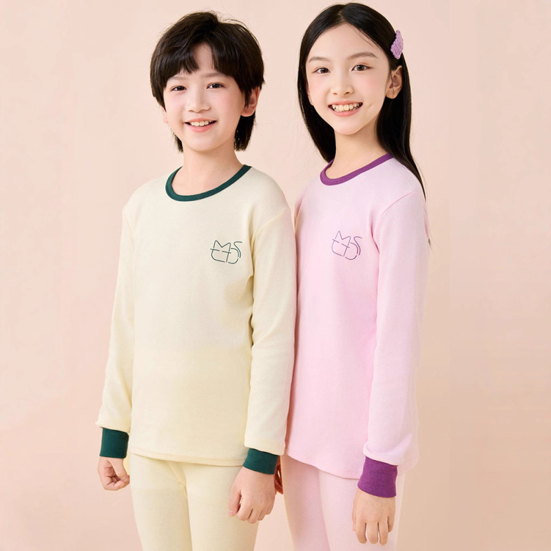 儿童秋衣秋裤纯棉男女童保暖内衣套装青少年打底棉毛衫中小童睡衣|undefined