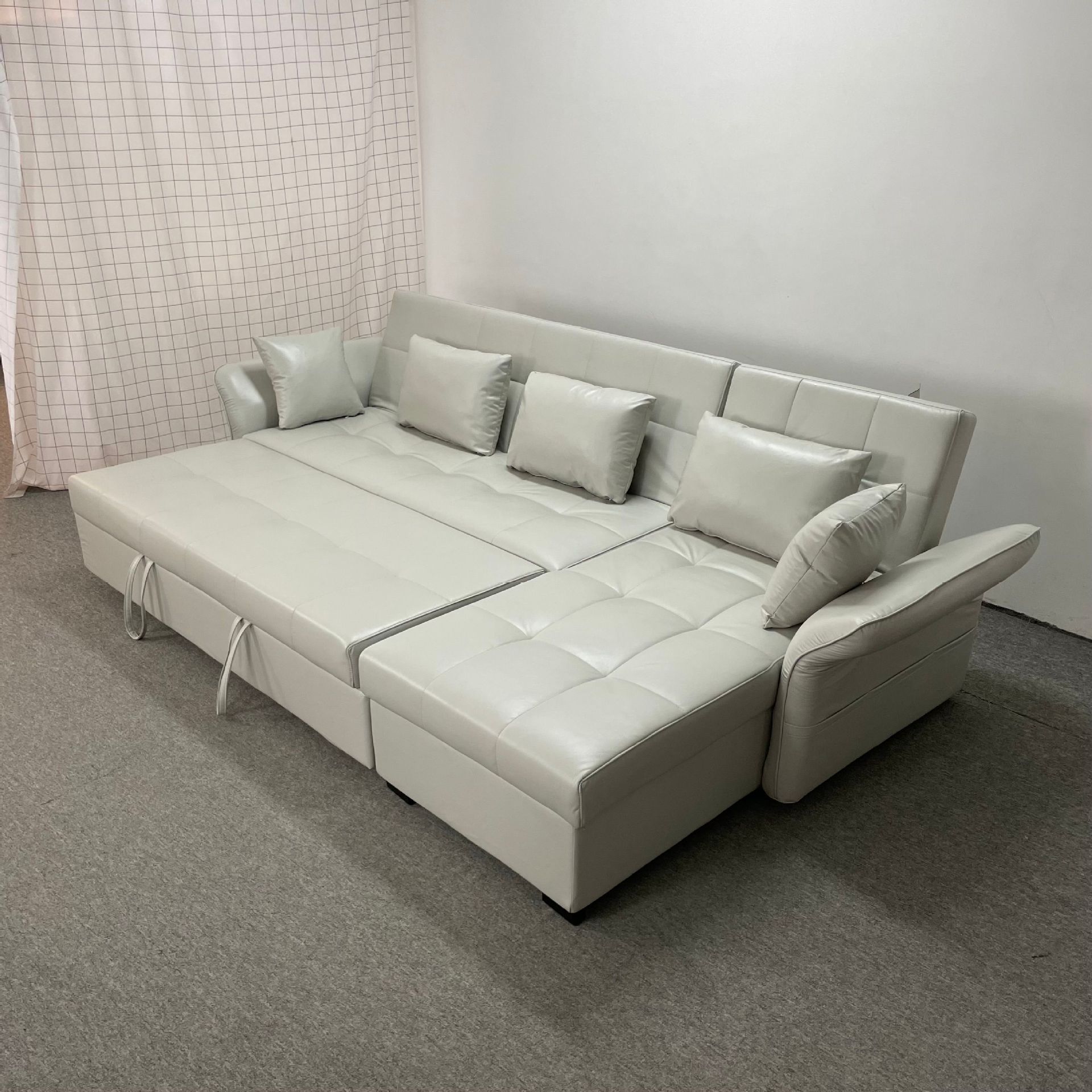 Sofá cama multifuncional verde oscuro doble uso plegable pequeño apartamento de sala de estar almacenaje VIP desmontable arena de tela