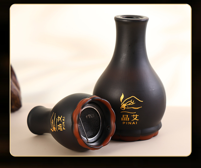 Bian Stone Moxa Jar with Long Handle Double Layer Lotus Rim Gua Sha Massage Tool Portable Moxibustion Device details