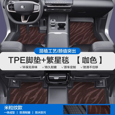 Car Floor Mats with Full — Modelə uyğun ayaqaltı - please-leave-a-message-or-note-the-model-year-when-placing-an-order-rice-grain-pattern-tpe-door-sill-mat-coffee-color-starry-blanket