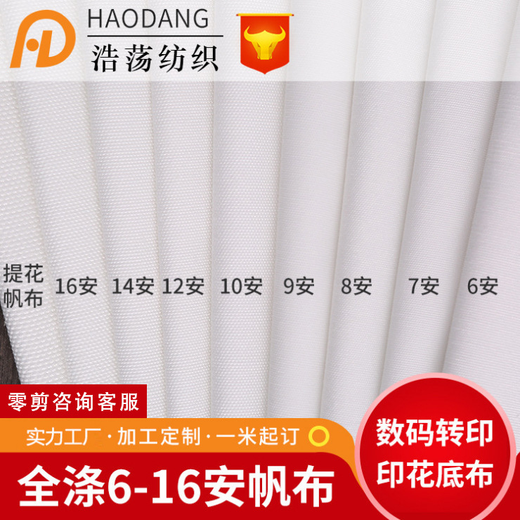 工厂定制 6安8安10安12安16安全涤印花大化胚帆布桌布箱包面料