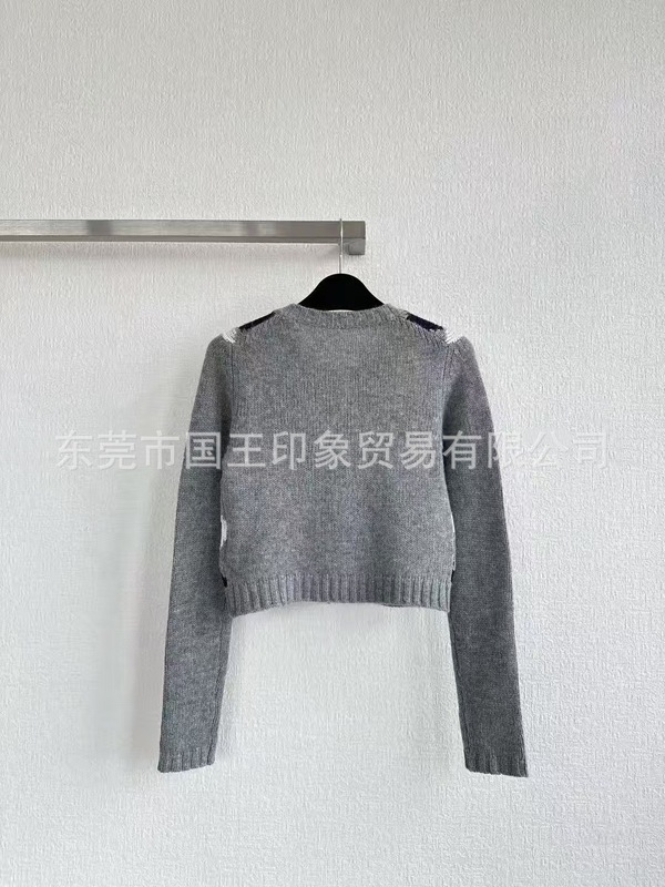 国王印象秋季新款圆领绣花菱形格纹套头针织复古学院风长袖上衣女|undefined