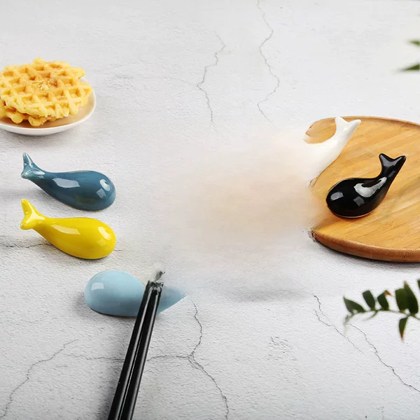 Cute Cartoon Japanese Style Small Whale Ceramic Chopsticks Holder Chopsticks Holder Dolphin Hotel Tableware Home Creative Ornaments Fragrant Insert