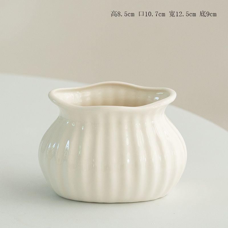 白色现代陶瓷花瓶水养鲜花干花装饰品摆件客厅餐桌摆件花器供应链|undefined