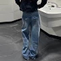 口袋大码拖地新款牛仔裤