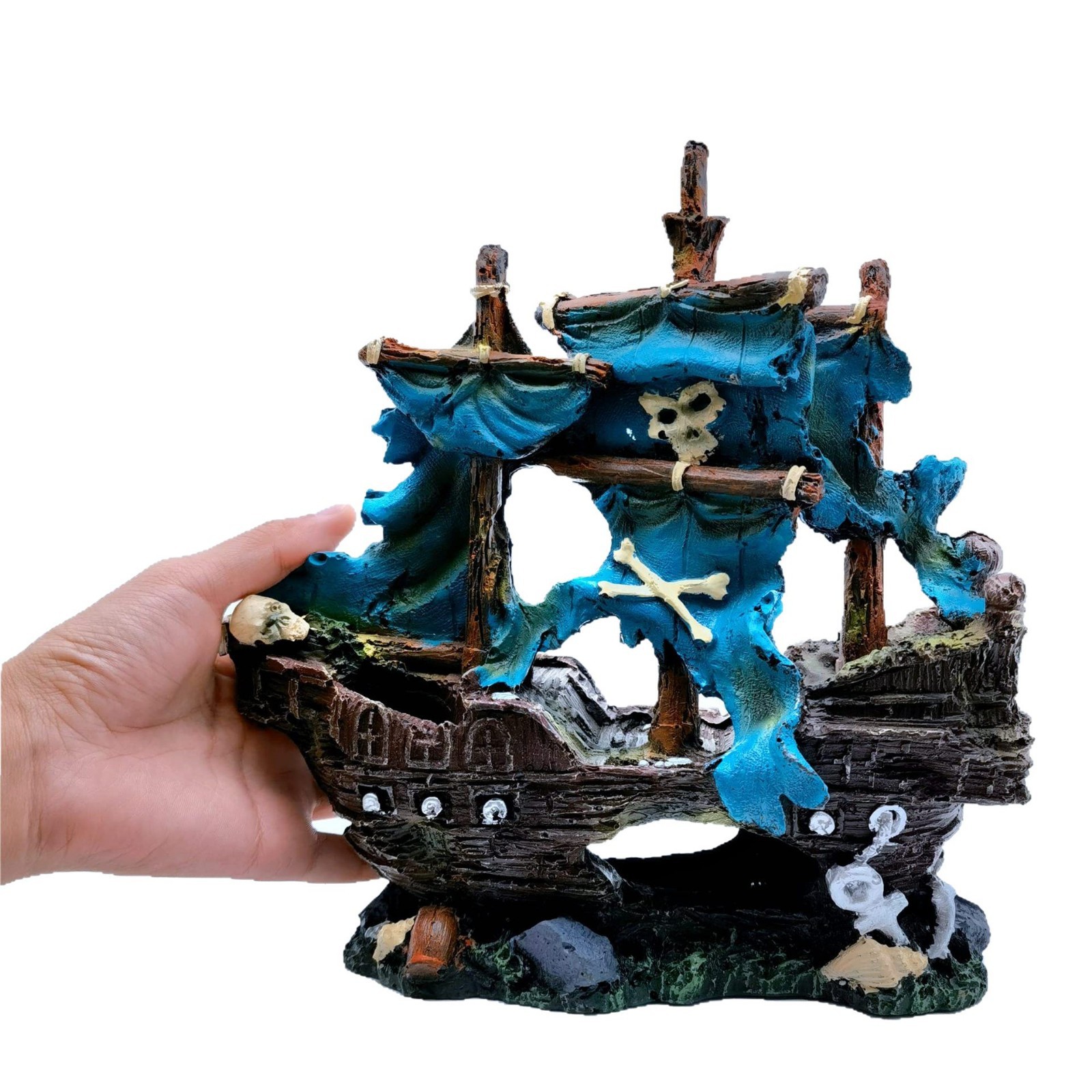 Escenografía de acuario, decoración de naufragios, barcos rotos, restos de buques de guerra, portaaviones, artesanías de resina, veleros