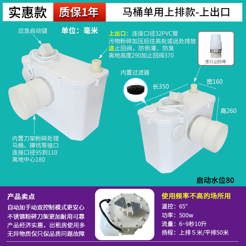 Sótano Licheng pulverizador de aluminio de litio inodoro eléctrico Fuyu cocina cuenca máquina de extracción de aguas residuales feliz elevación