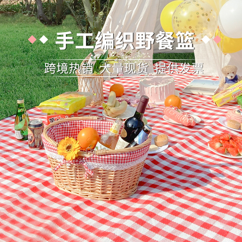 Al Aire Libre hecho a mano mimbre vivo cesta mimbre cesta de almacenamiento cesta fruta picnic fábrica