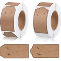 300 Pcs/Tube Handmade Kraft Paper Decorative Gift Series Self-Adhesive Sticker Labels