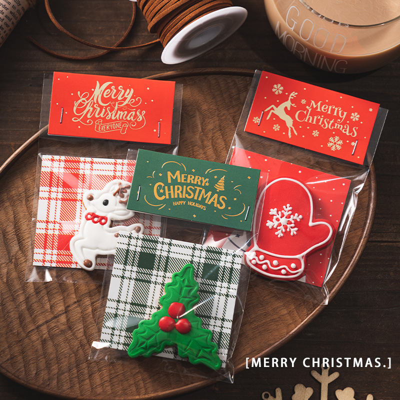 圣诞节新年兔年饼干包装袋页眉卡纸糖霜姜饼牛轧糖雪花酥机封袋子