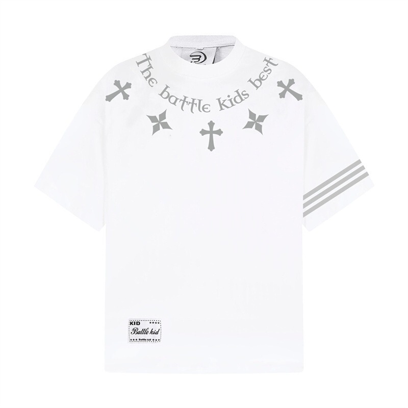 Shipped Already # Good Quality, Fully Embroidered, with Lining and Label [19-Count 220g Pure Cotton] Short-Sleeved T-Shirt